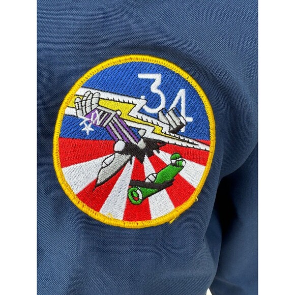 Vintage Air Force Military jacket 1999 Navy Blue Patches Lined Cadet Loose Hawgs - Picture 5 of 8
